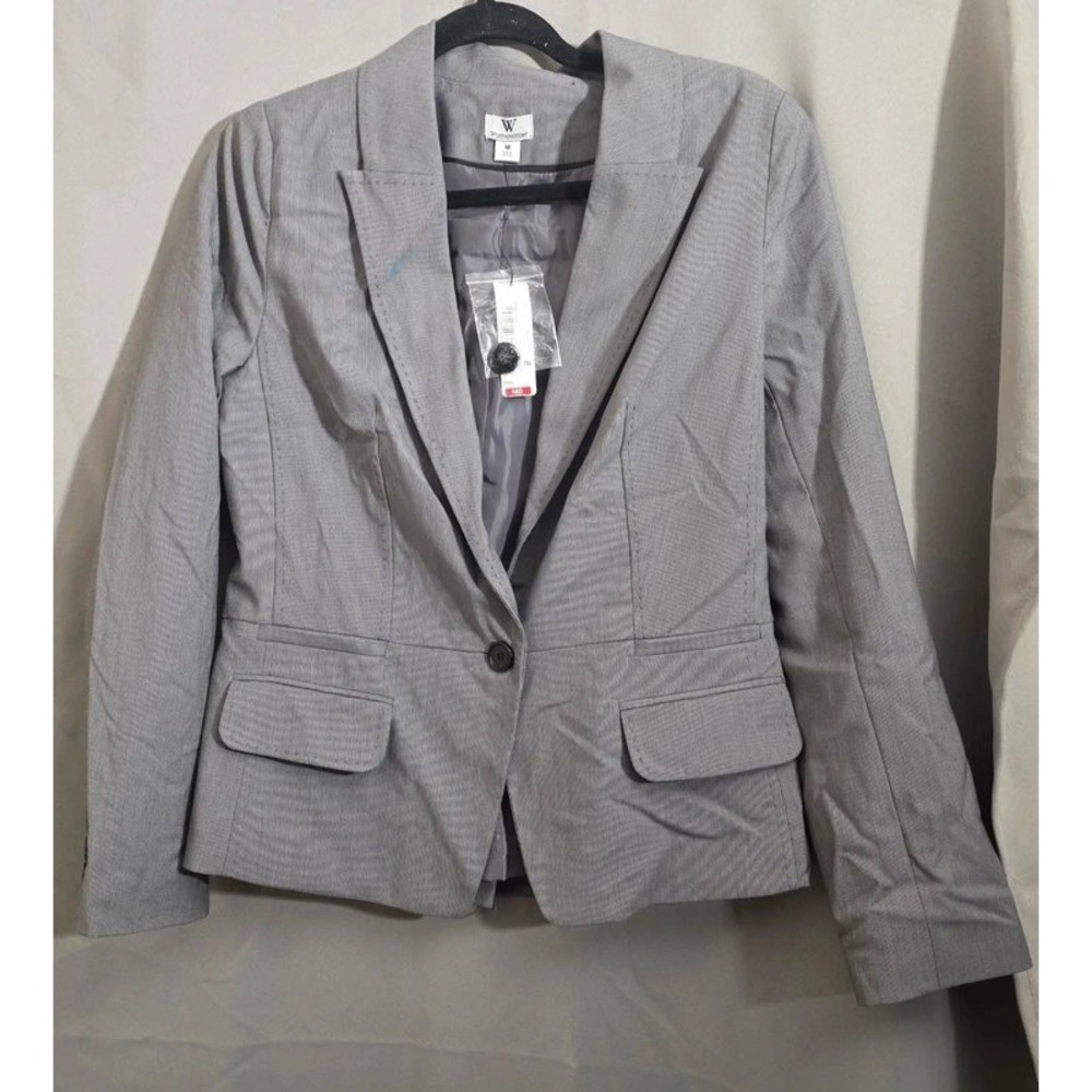 Worthington Womens Gray X-Dye Single Button Blazer Jacket Size M NWT